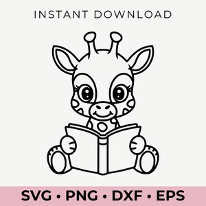 Adorable lecture girafe SVG | Clipart girafe mignon pour les projets Cricut, Silhouette et sublimation