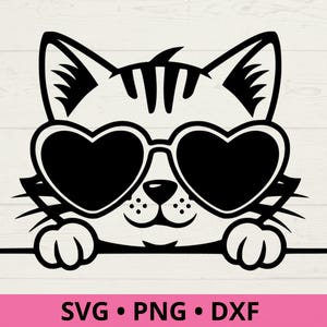 20 chat furtif, chat Svg, lot de chats Svg, chat mignon avec | Lunettes de soleil| Arc | Fleur| Noël | Chapeau