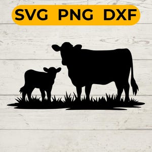Vache et veau SVG, silhouette d'animal de ferme, conception de basse-cour rustique pour Cricut et découpe laser, téléchargement numérique de vecteur