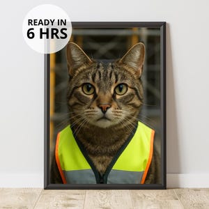 Construction Worker Pet Portrait: Custom Digital Art Gift (Digital Download)