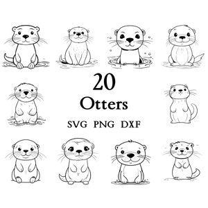 Otter-Svg-Bundle, Otter-Svg, geschnittene Dateien für Cricut und Lasergravur, 20 SVG-, Png- und Dxf-Dateien in einem Bundle kombiniert!