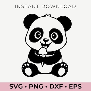 Panda svg, ijsje svg, schattige panda clipart, panda vector, cricut panda-bestand, silhouet panda, outdoor svg, kawaii panda svg, kinderen