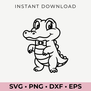 Alligatore SVG / Carino coccodrillo Clipart / Papillon Gator Vettore / Cricut Silhouette / Fai da te / Download digitale