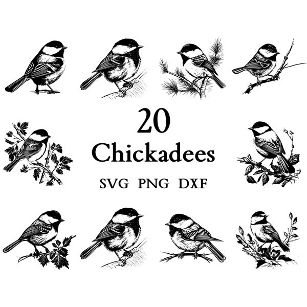 Chickadee Svg Bundle , Chickadee Svg , Cut Files for Cricut And Laser Engraving , 20 Svg, Png, and Dxf Files Combined in One Bundle!