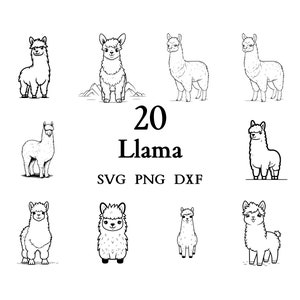 LLama Svg Bundle , Llama Svg , Cut Files for Cricut And Laser Engraving , 20 Svg, Png, and Dxf Files Combined in One Bundle!