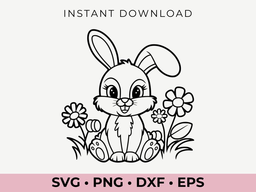 Spring Bunny SVG | Cute Rabbit Clipart for Cricut, Floral Easter Bunny ...