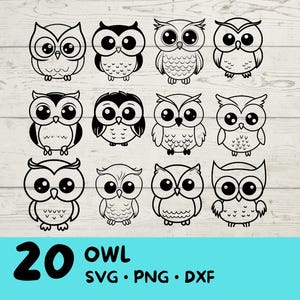 Fichiers Svg-, uil Svg, gesneden bestanden voor Cricut en lasergravure, 20 Svg-, png- and dxf-bestanden gecombineerd in één bundel !