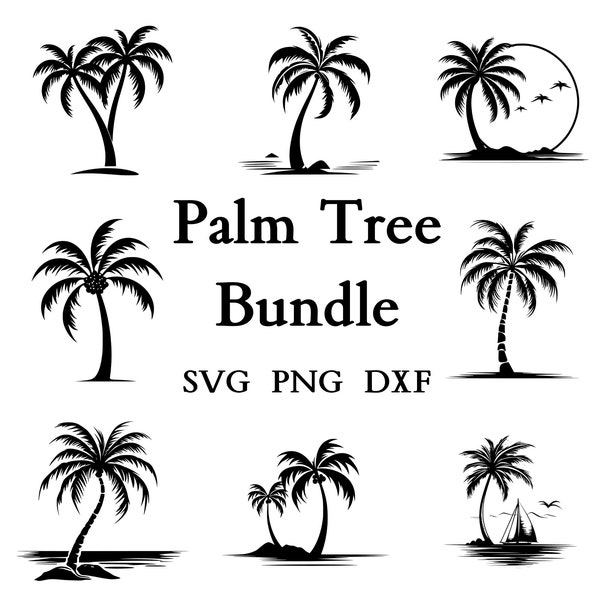 Palm Tree SVG Bundle - Palm Tree PNG Bundle - Palm Tree Clipart - Palm Tree SVG Cut Files for Cricut - Palm Tree Silhouette - Palm Trees Svg