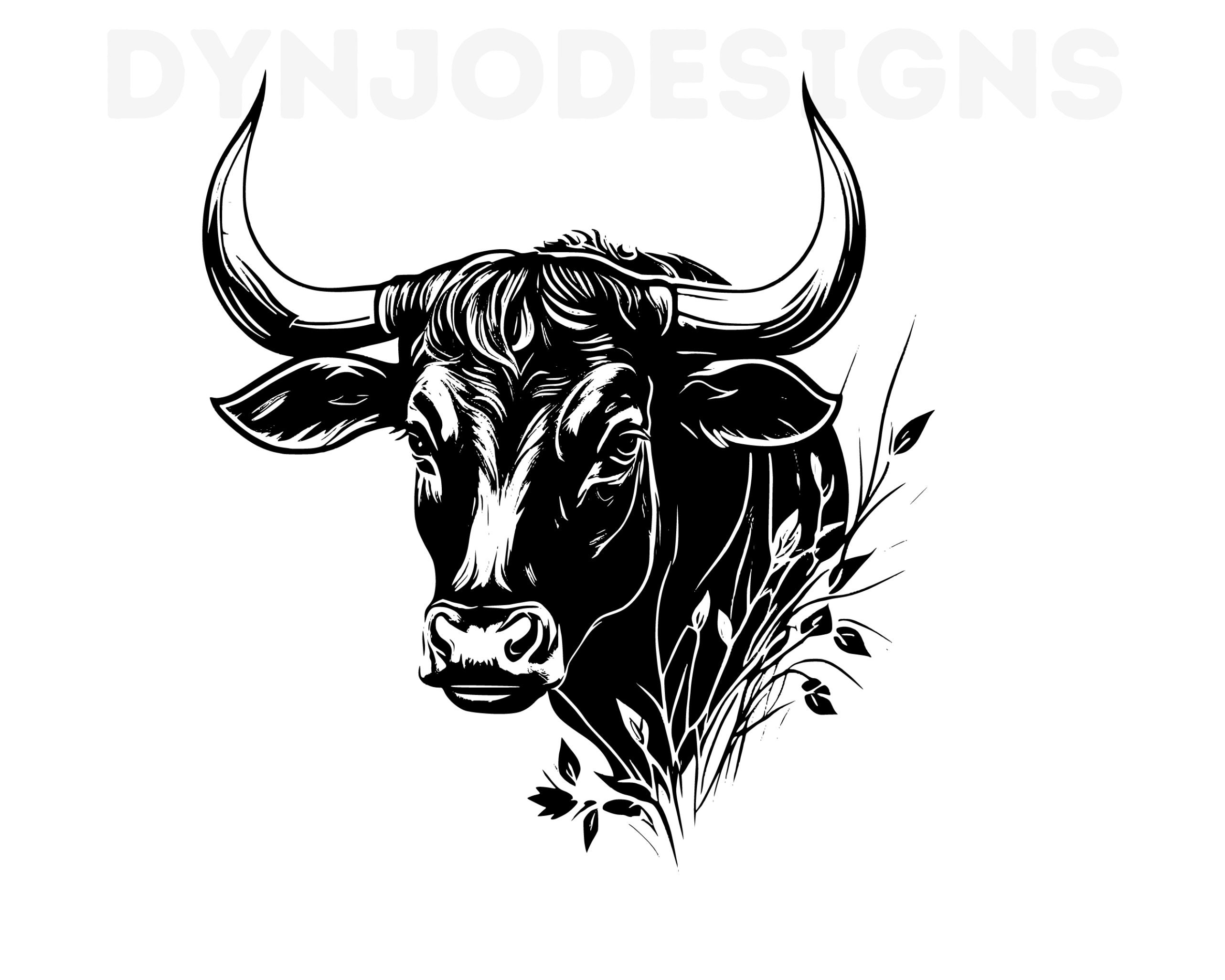 Bull head drawing Silhouette Vector, Clipart Images, Pictures