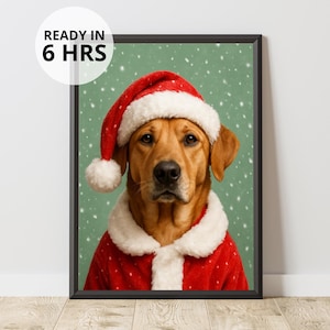 Custom Christmas Dog Portrait: Pet in Santa Costume (Digital Download)