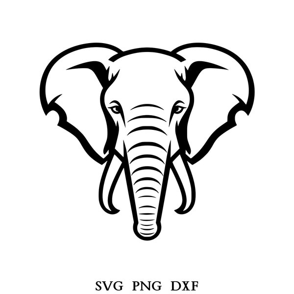 Elephant Svg, Elephant Clipart, Elephant Png, Elephant Head, Elephant Cut Files For Cricut , Elephant Silhouette, Animals Silhouette