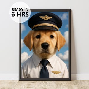 Custom Pilot Pet Portrait: Aviation Art Gift (Digital Download, 6-Hour Delivery