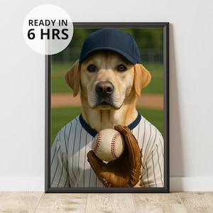 Custom Baseball Pet Portrait: Sports Art Digital Download