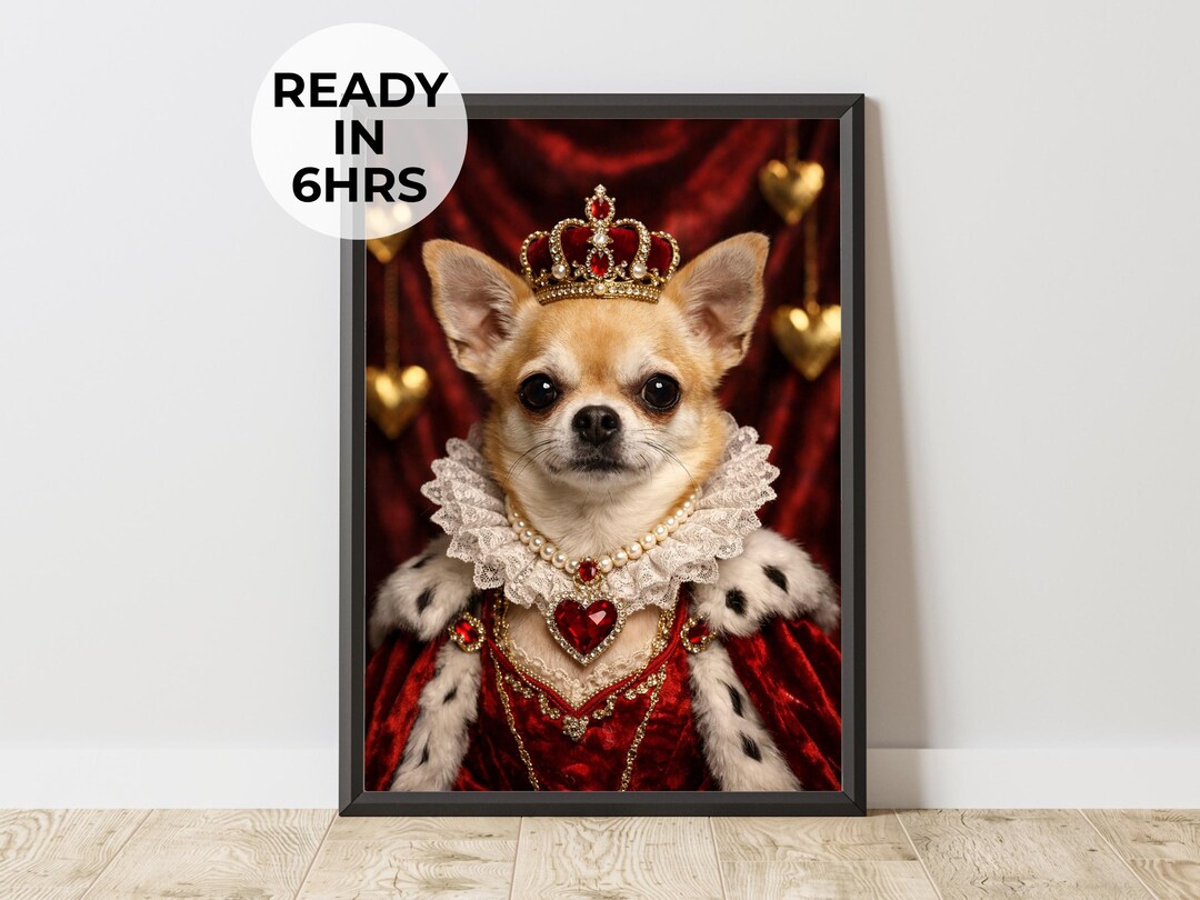 Custom Royal Queen Pet Portrait - Regal Art & Heart Gift - Etsy