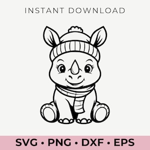 かわいい冬のサイ SVG | 愛らしいサイのクリップアート | Cricut、シルエット、シャツ、工芸品のデジタルデザイン