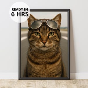 Custom Aviator Pet Portrait: Cat, Dog Pilot Art (Digital Download)