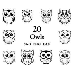 Owl Svg Bundle , Owl Svg , Cut Files for Cricut And Laser Engraving , 20 Svg, Png, and Dxf Files Combined in One Bundle!