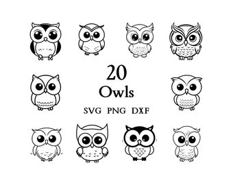 Owl Svg Bundle , Owl Svg , Cut Files for Cricut And Laser Engraving , 20 Svg, Png, and Dxf Files Combined in One Bundle!