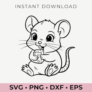 Cute Mouse SVG | Cartoon Rodent Clipart | Mouse Vector File | Cricut Silhouette | DIY Crafting | Digital Download