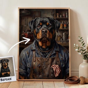 Custom Blacksmith Pet Portrait, Medieval Dog Art, Personalized Cat Knight Gift, Historical Forge Painting