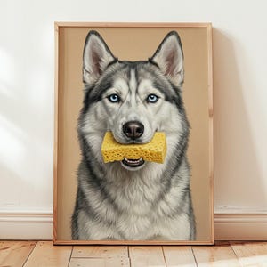 Funny Sponge Bathroom Pet Portrait From Photo, Personalized Dog Or Cat Art Gift