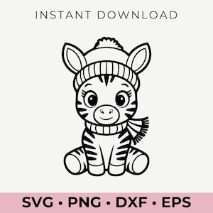 冬のシマウマ SVG | 居心地の良いシマウマのクリップアート | Cricut、シルエット、シャツ、工芸品のための愛らしいシマウマのデジタルデザイン