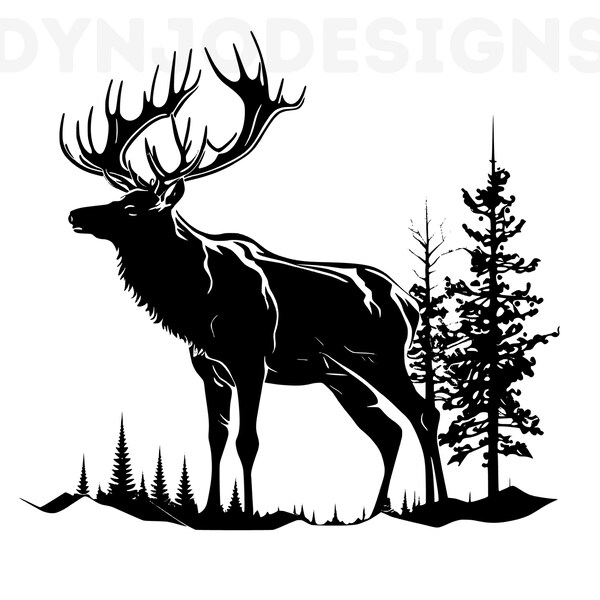 Caribou Svg, Caribou Clipart, Caribou Png, Caribou Head, Caribou Cut Files Pour Cricut, Caribou Silhouette, Silhouette de cerf