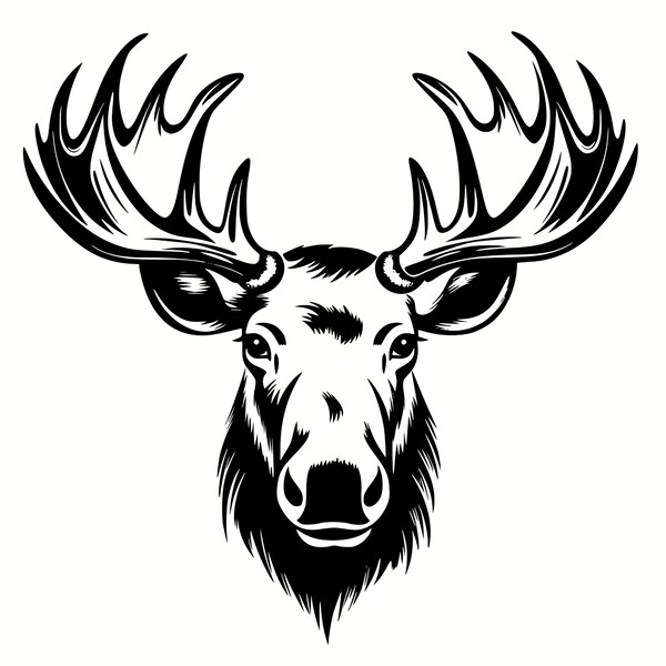 Moose Head , Moose Svg , Fichiers coupés pour Cricut , Fichiers de gravure laser