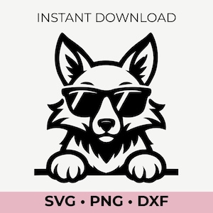 Peeking fox SVG – Fajny lis z okularami przeciwsłonecznymi clipart dla Cricut i Silhouette, plik do cięcia zwierząt leśnych, svg png dxf