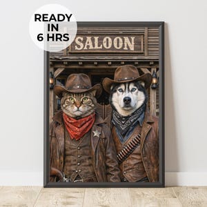 Custom Cowboy Pet Portrait - Funny Western Dog Art