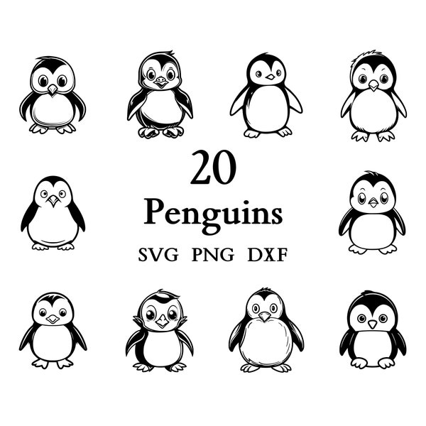 Penguin Svg Bundle , Penguin Svg , Cut Files for Cricut And Laser Engraving , 20 Svg, Png, and Dxf Files Combined in One Bundle!