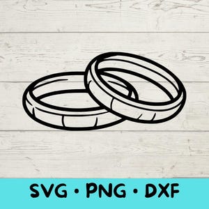 Anillos de boda SVG PNG DXF / Elegante archivo de corte digital de anillo de boda / Diseño romántico con temática de matrimonio para manualidades de bricolaje