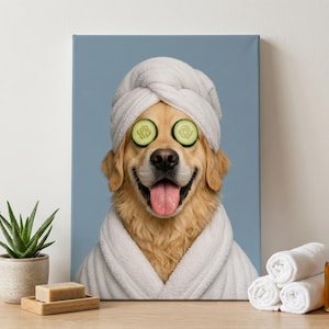 Custom Spa Day Pet Portrait - Funny Cucumber Art & Relaxation Gift
