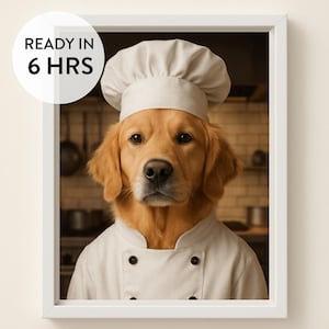 Chef Pet Portrait | Funny Dog or Cat Cook Art | Custom Pet Kitchen Decor | Unique Gift for Foodies & Bakers | Digital Download