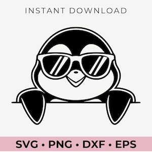 Peeking Pinguin mit Sonnenbrille, Pinguin zwarte, Pinguin Clipart, Pinguin Png, Pinguinkopf, spähender Pinguin svg, Tiere mit Sonnenbrille