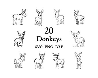 Esel-Svg-Bundle, Esel-Svg-, 20-Svg-, Png- und Dxf-Dateien in einem Bundle kombiniert!