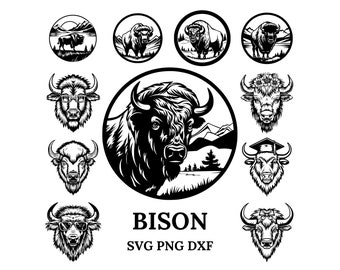 Bison Svg Bundle , Bison Svg , Bison Png, Bison Clipart, Bison Head, Bison Cut Files For Cricut | Sunglasses|Bow|Graduation|Flower