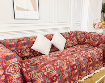 Boho Couchbezüge, große Sofabezüge aus Baumwolle, Sofabezüge Boho, rutschfestes Sofahandtuch, Tisch-/Bett-/Stuhlbezug, Decke, Geschenk