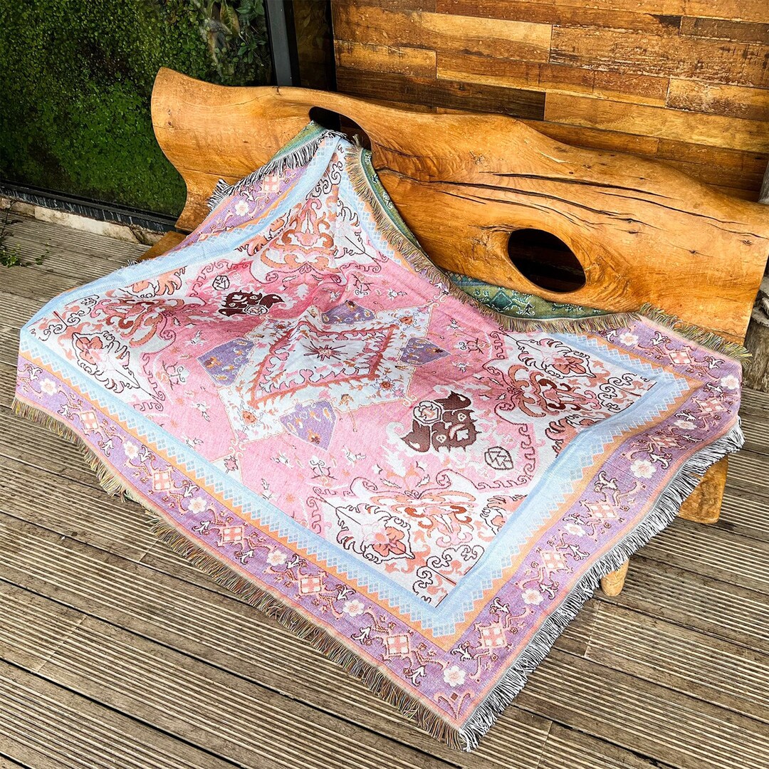 Bohemian Handmade Throwboho Blanketshand Loomed Blankethome Etsy