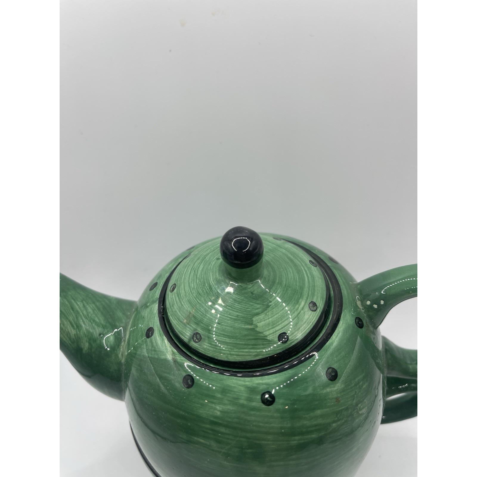 Design Pac Hand Painted Stackable Tea for One Teapot and Cup Green W ...