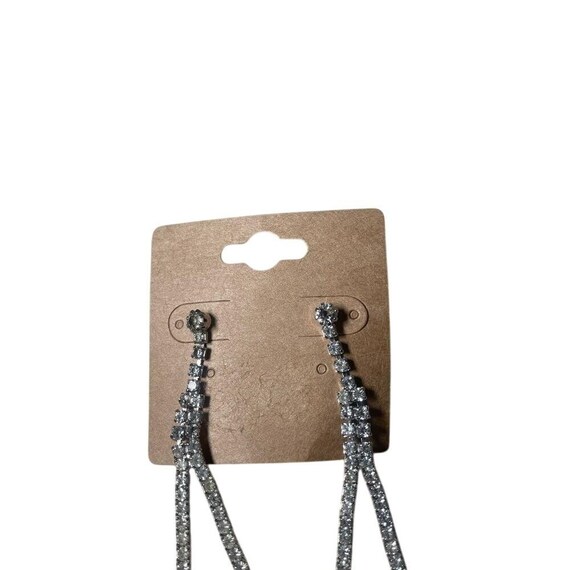 Sparkling Rhinestone Triangle Dangle Earrings Sil… - image 3