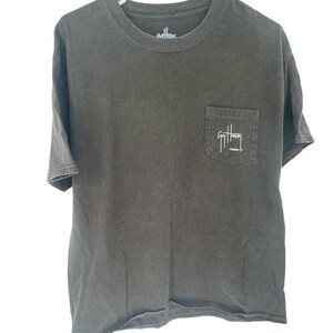 T-shirt Vintage Guy Harvey Manches Longues Homme Noir XL Avec Poche, Années 2000