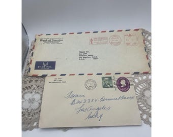 Vintage Texaco Inc Oil Gas 2 Envelopes With Post Marks And Stamps