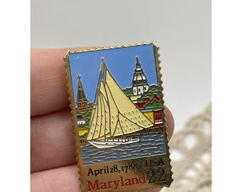 VTG 1980's Maryland April 28, 1788 USA 22 cent postal service pin