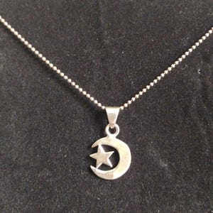 Religiöser Gott Allah Stern mit Mond Islamischen Muslimischen Schmuck Sterling Silber Stempel
