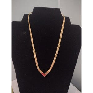 Vintage Gold Plated V Design Statement Necklace