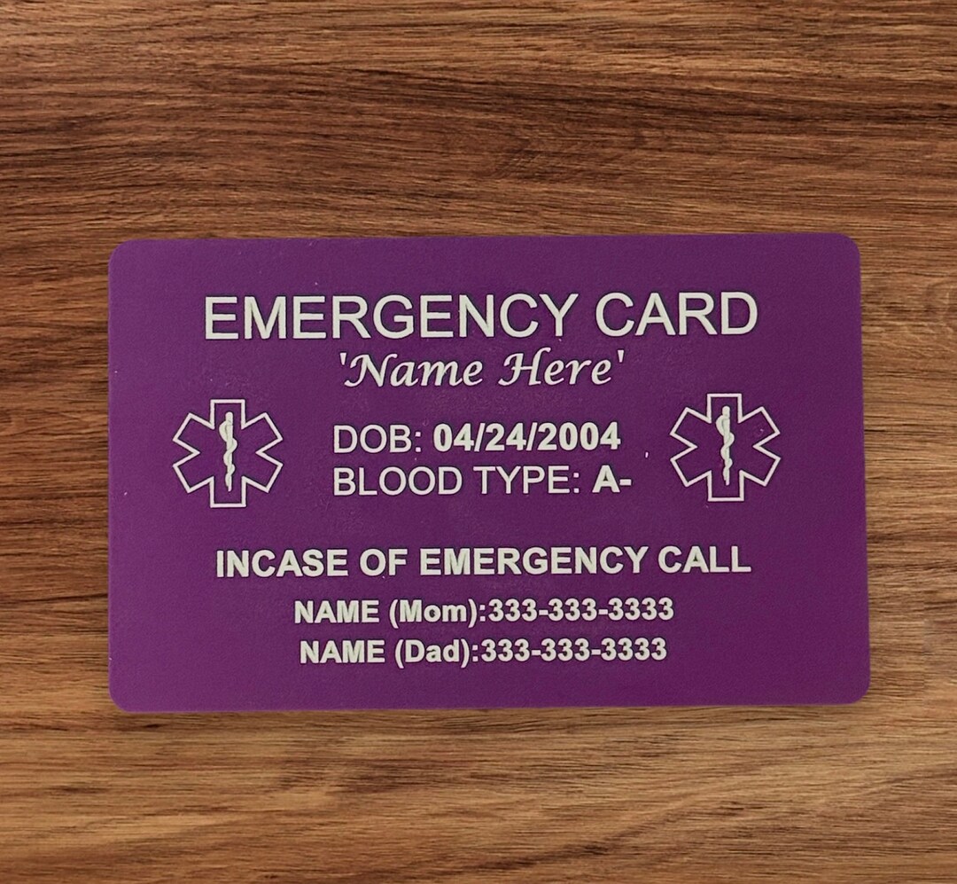 Medical Information Card - Etsy