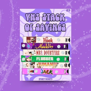 90s Family Favorites VHS Stack of Savings Scratch Off Movies Challenge A5 5x7