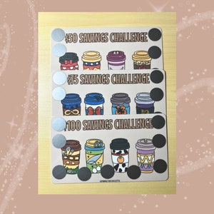 Magical Cartoon Coffee Scratch & Save Cash Saving Challenge A6 gelamineerd met envelop Extra: