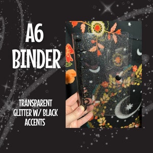 A6 Glitter Transparent Ringbuch mit schwarzen Akzenten SpookyBudgets Exclusive